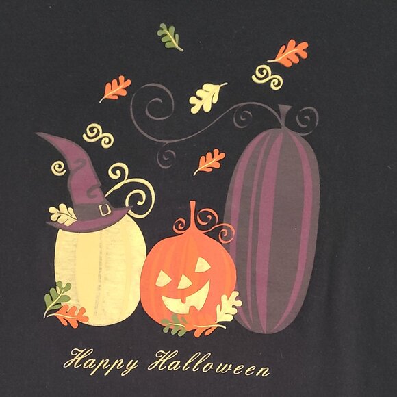 HOLIDAY EDITIONS XL/EG BLACK SHORT SLEEVE TEE --HAPPY HALLOWEEN GRAPHIC DESIGN - Picture 3 of 9